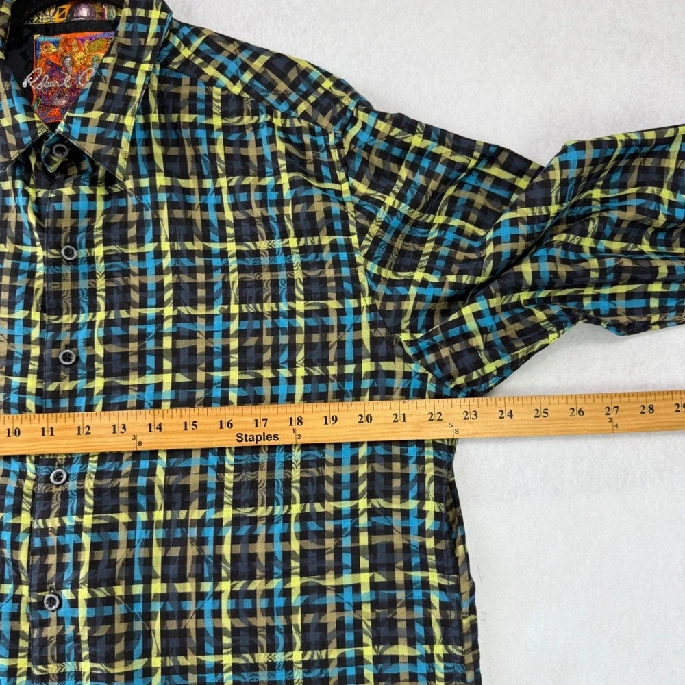 Robert Graham Mens Plaid Button Down Shirt Animal Portrait Size L‎ Whimsical